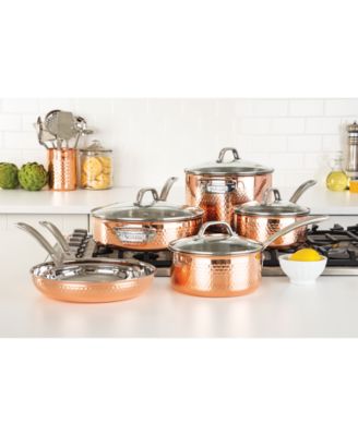 Viking - 3-Ply Hammered Copper Clad 10-Pc. Cookware Set