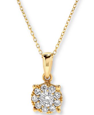 Macy's Brand - Diamond Halo Pendant Necklace (1/2 ct. t.w.) in 14k Gold, 16" + 2" extender
