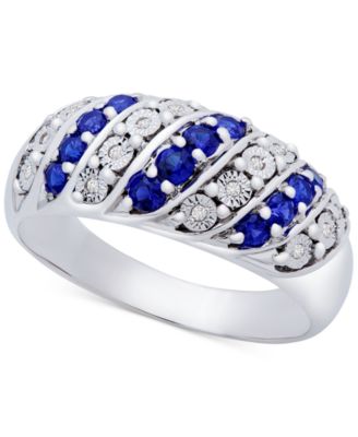 Macy's Brand - Emerald (3/8 ct. t.w.) & Diamond (1/20 ct. t.w.) Statement Ring in Sterling Silver (Also in Ruby & Sapphire)
