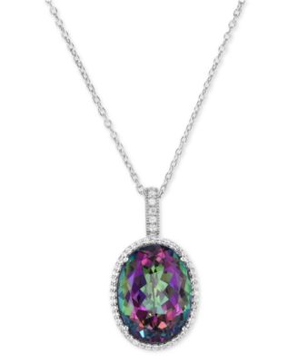 Macy's Brand - Mystic Topaz (20 ct. t.w.) & White Topaz (3/4 ct. t.w.) Oval 18" Pendant Necklace in Sterling Silver