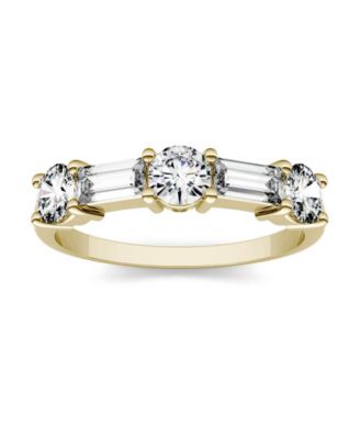 Charles & Colvard - Moissanite Round and Baguette Stackable Ring 1-1/6 ct. tw. Diamond Equivalent in 14k Gold