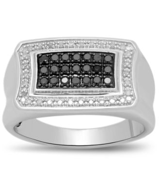Macy's Brand - Men's Black & White Diamond Ring (1/2 ct. t.w.) in Sterling Silver