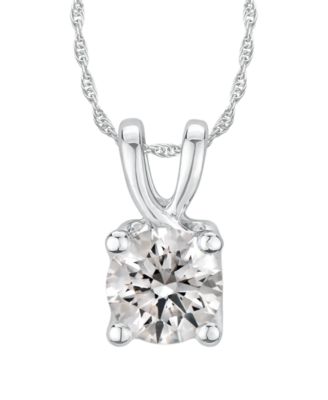 GIA Certified Diamonds - GIA Certified Diamond Solitaire 18" Pendant Necklace (1 1/2 ct. t.w.) in 14K White Gold