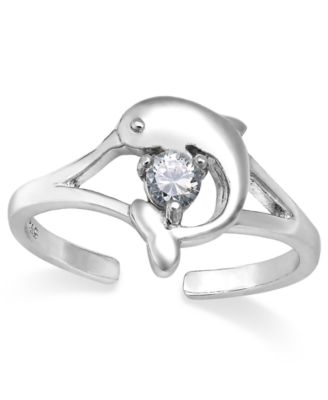 Giani Bernini - Cubic Zirconia Dolphin Toe Ring in Sterling Silver (1/10 ct. t.w.)