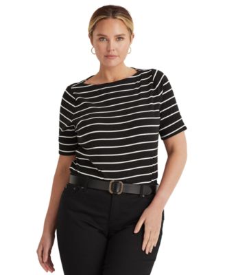 Lauren Ralph Lauren - Plus Size Stretch Cotton Boatneck Top