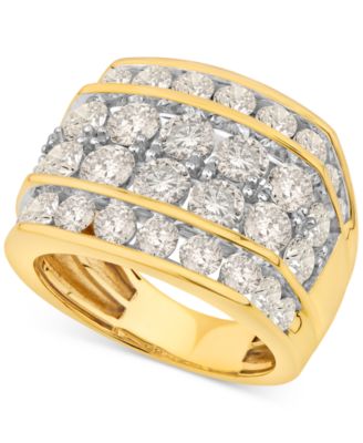 Macy's Brand - Men's Diamond Four Row Cluster Ring (7 ct. t.w.) in 10k Gold