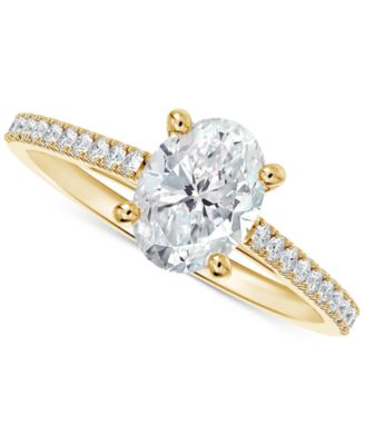 De Beers Forevermark - Diamond Cathedral Solitaire Oval-Cut Pav&eacute; Engagement Ring (5/8 ct. t.w.) in 14k Gold