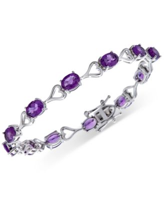 Macy's Brand - Amethyst Heart Link Bracelet (8 ct. t.w.) in Sterling Silver (Also in Blue Topaz, Peridot, & Rhodolite Garnet)