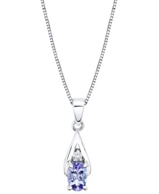 Macy's Brand - Tanzanite (1/2 ct. t.w.) & Diamond Accent 18" Pendant Necklace in 14k White Gold