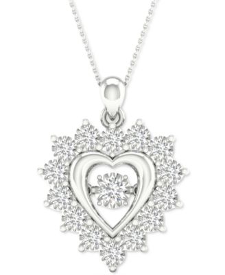 Twinkling Diamond Star - Diamond Heart 18" Pendant Necklace (1/2 ct. t.w.) in 10k White Gold