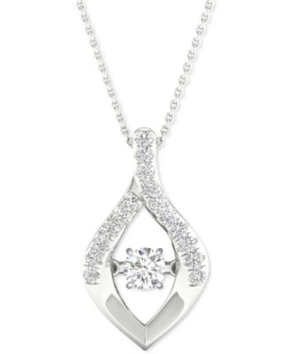 Twinkling Diamond Star - Diamond Wishbone 18" Pendant Necklace (1/4 ct. t.w.) in 10k White Gold
