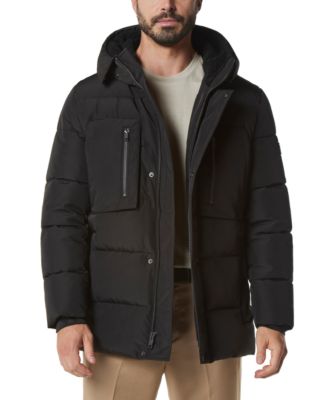 Marc New York - Men's Yarmouth Micro Sheen Parka Jacket with Fleece-Lined Hood