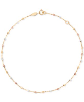 Macy's - Beaded Ankle Bracelet in 10k Tricolor Gold