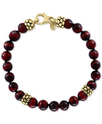EFFY Collection - Men's Tiger Eye Bead Bracelet in 18k Gold-Plated Sterling Silver