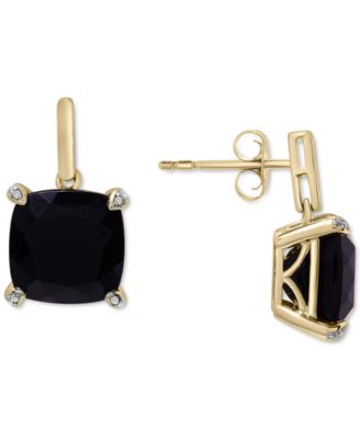 Macy's Brand - Onyx & Diamond Accent Drop Earrings in 14k Gold-Plated Sterling Silver
