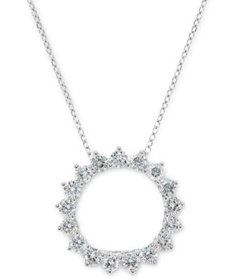 Macy's Brand - Diamond Circle Pendant Necklace (3/4 ct. t.w.) in 14k White Gold, 16" + 2" extender