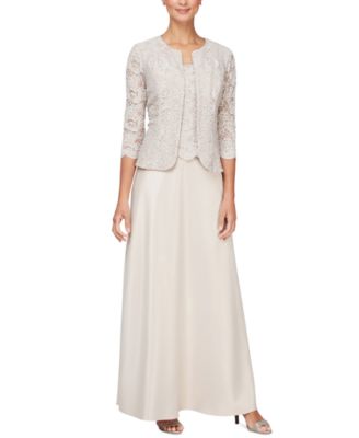 Alex Evenings - Lace Jacket & Lace-Top Gown