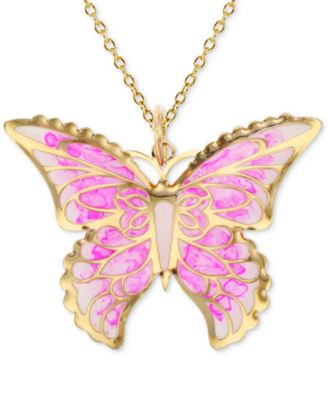 Macy's Brand - Enamel Ombr&eacute; Butterfly 18" Pendant Necklace in 14k Gold