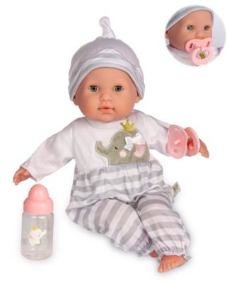JC TOYS - JC Toys, Berenguer Boutique 15 inch Pink Soft Body Baby Doll Open/Close Eyes with Play Elephant Accessory - For Children 2 Years and older, Designed by Berenguer.