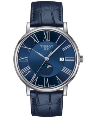 Tissot - Men's Carson Premium Gent Moonphase Blue Leather Strap Watch 40mm