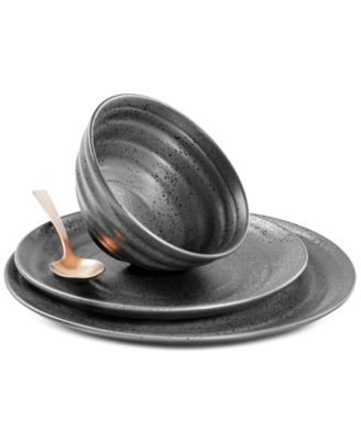 Oake - Charcoal 12-Pc. Dinnerware Set