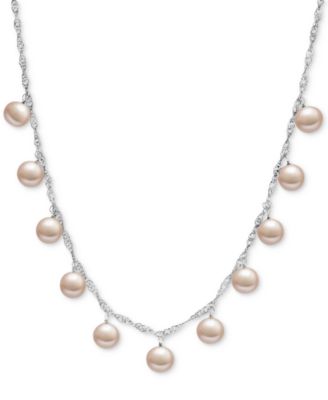 Macy's - White Cultured Freshwater Pearl (8mm) Dangle 18" Statement Necklace (Also in Pink & Dyed Gray Cultured Freshwater Pearl)