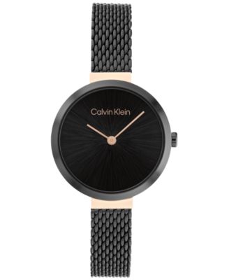 Calvin Klein - Women's Minimalistic Black-Tone Stainless Steel Mesh Bracelet Watch 28mm