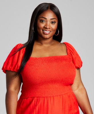 And Now This - Women's Plus Size Smocked Top