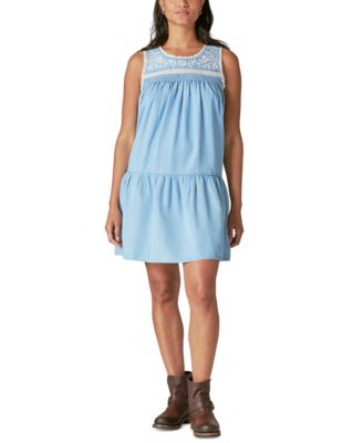 Lucky Brand - Women's Embroidered Chambray Mini Dress