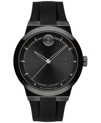 Movado - Men's Swiss Fusion Bold Black Silicone Strap Watch 42mm