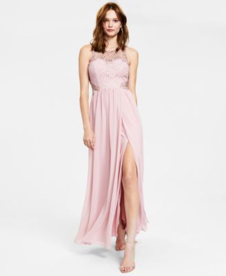 City Studios - Juniors' Embellished Illusion Tulip Gown
