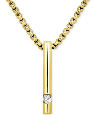 Macy's Brand - Men's Diamond Solitaire Vertical Bar 22" Pendant Necklace (1/10 ct. t.w.)