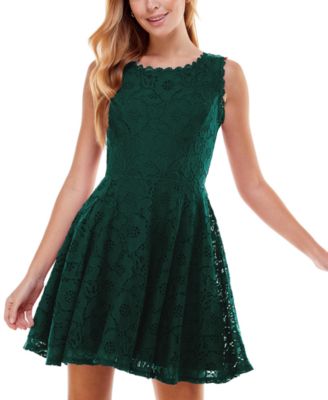 City Studios - Juniors' Lace Fit-and-Flare Dress