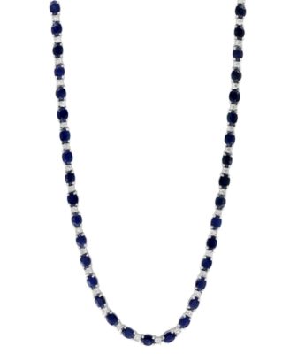 EFFY Collection - Sapphire (12-3/4 ct. t.w.) & Diamond (1/5 ct. t.w.) 18" Collar Necklace in 14k Sterling Silver