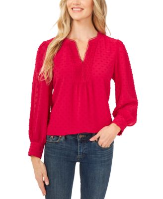 CeCe - Long-Sleeve Clip-Dot Top