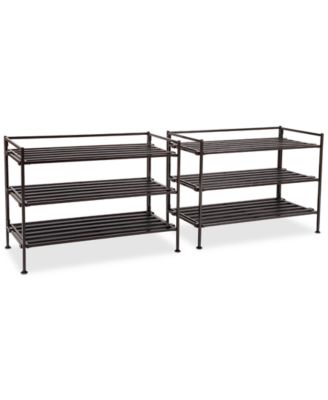Seville Classics - 2-Pk. 3-Tier Stackable 9-Pair Resin Slat Shoe Rack