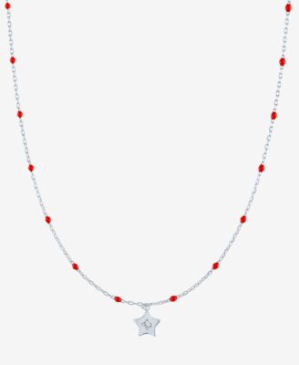 Macy's - Diamond Accent Star Enamel Bead 18" Pendant Necklace