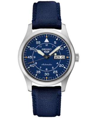 Seiko - Men's Automatic 5 Sports Blue Nylon Strap Watch 39mm