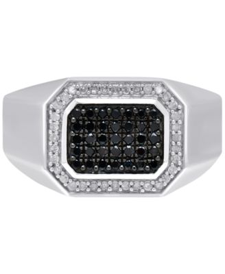 Macy's Brand - Men's Black Diamond (1/3 ct. t.w.) & White Diamond (1/6 ct. t.w.) Ring in Sterling Silver