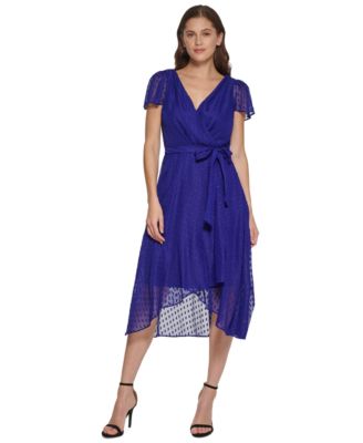 DKNY - Women's Clip-Dot Wrap Midi Dress