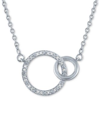 Macy's Brand - Diamond Accent Interlocking Circles Pendant Necklace in Sterling Silver, 16" + 2" extender