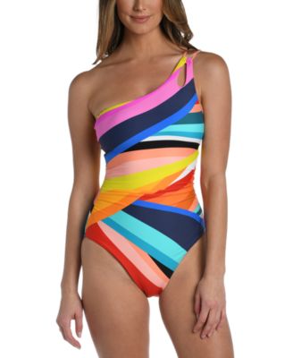 La Blanca - Women's Printed Sunscape One-Shoulder Swimsuit