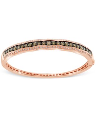 Le Vian - Chocolate Diamond (3 ct. t.w.) & Vanilla Diamond (5/8 ct. t.w.) Wavy Bangle Bracelet in 14k Rose Gold