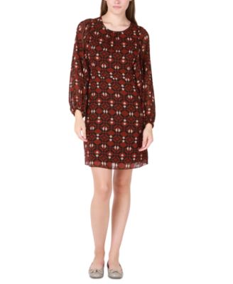 Black Tape - Women's Printed Chiffon Balloon-Sleeve Dress