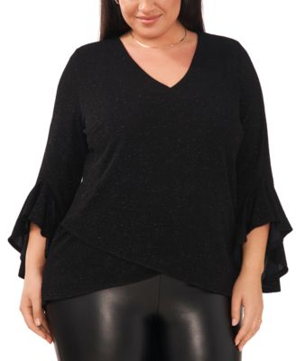 MSK - Plus Size Glitter Bell-Sleeve Knit Top