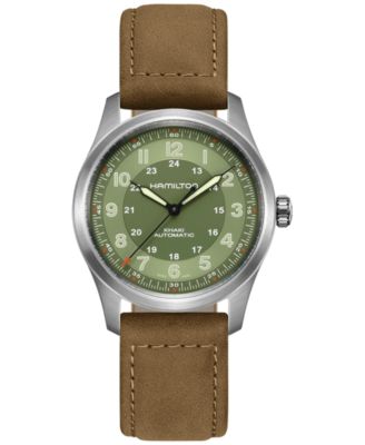 Hamilton - Men's Swiss Automatic Khaki Field Brown Leather Strap Watch 38mm