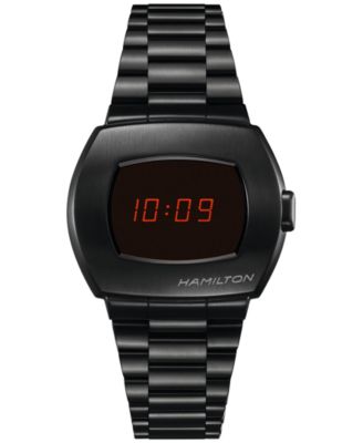 Hamilton - Men's Swiss Digital American Classic PSR Digital Quartz Black PVD Stainless Steel Bracelet Watch 35x41mm