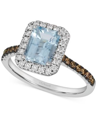 Le Vian - Sea Blue Aquamarine (1-1/6 ct. t.w.) & Diamond (3/8 ct. t.w.) Halo Ring in 14k White Gold