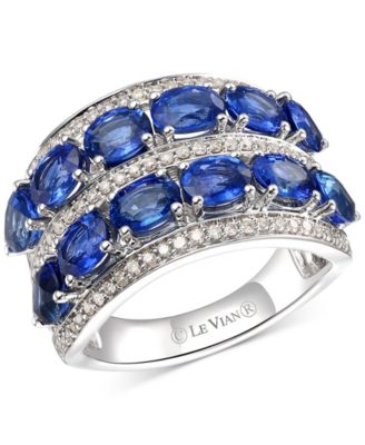 Le Vian - Blueberry Sapphire (4-3/4 ct. t.w.) & Nude Diamond (1/2 ct. t.w.) Double Row Ring in 14k White Gold