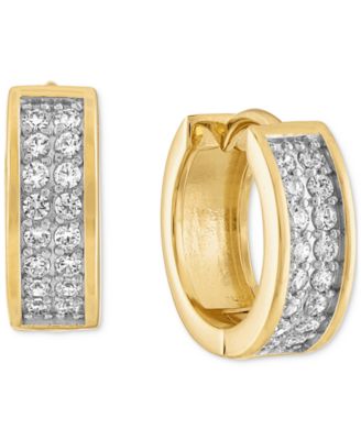 Esquire Men's Jewelry - Cubic Zirconia Small Huggie Hoop Earrings, 1/2"